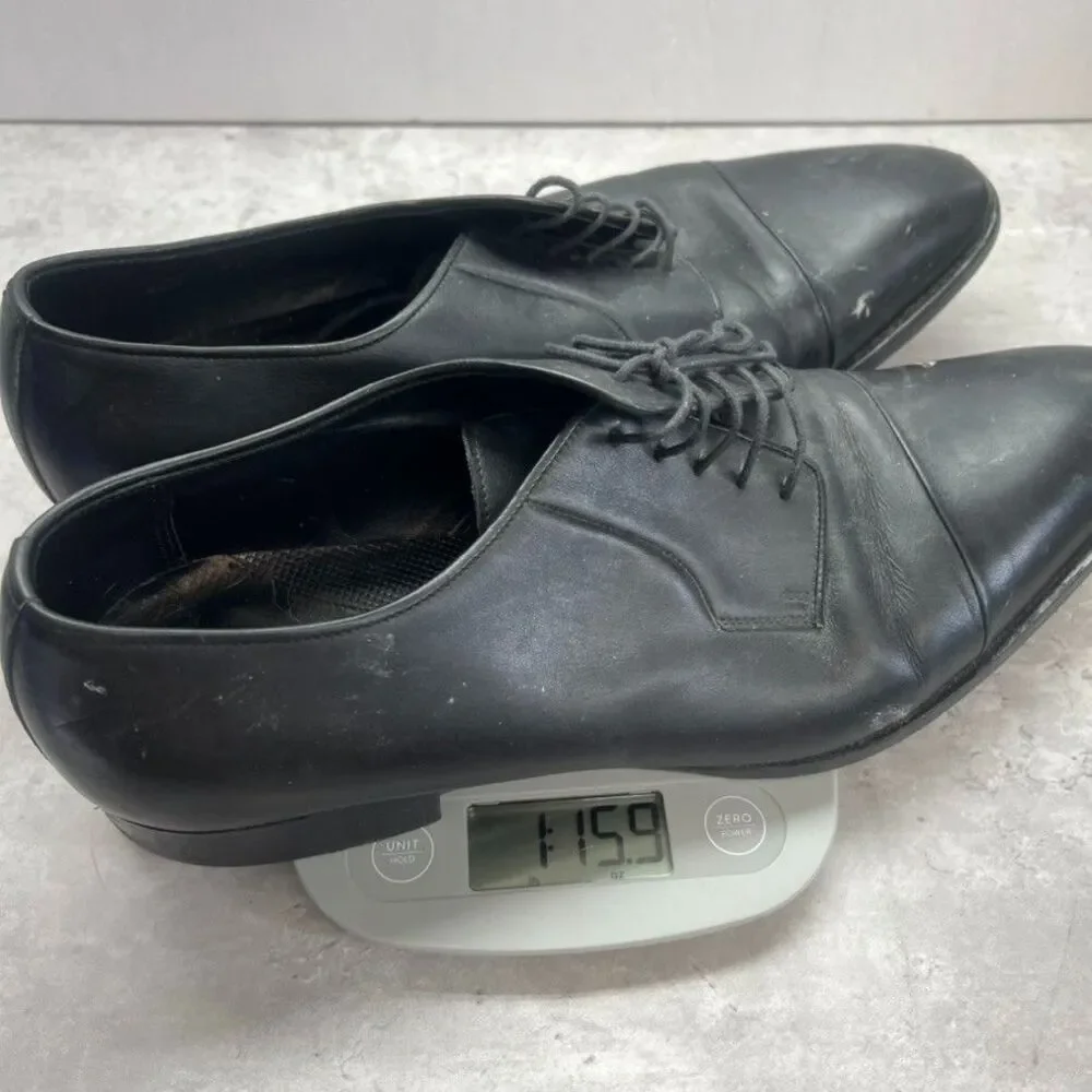 Ralph Lauren Lace-Up Almond Toe Black Leather Derby Dress Shoes Mens Size 10D